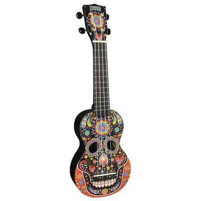 Mahalo Art Series soprano ukulele skull, black, with bag - MA1SKBK