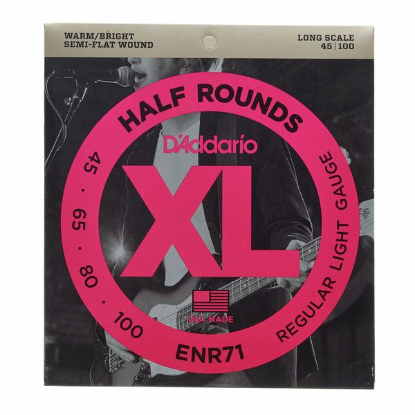 D'Addario ENR71 Semi-Flat Wound Bas Snaren 45-100