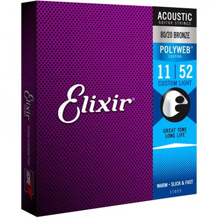 Elixir 11025 Akoestisch 80/20 Bronze Polyweb Custom Light 11-52