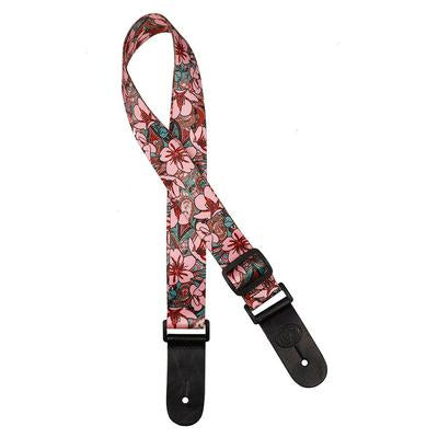 Gaucho Standard Series ukulele strap with pink flowers