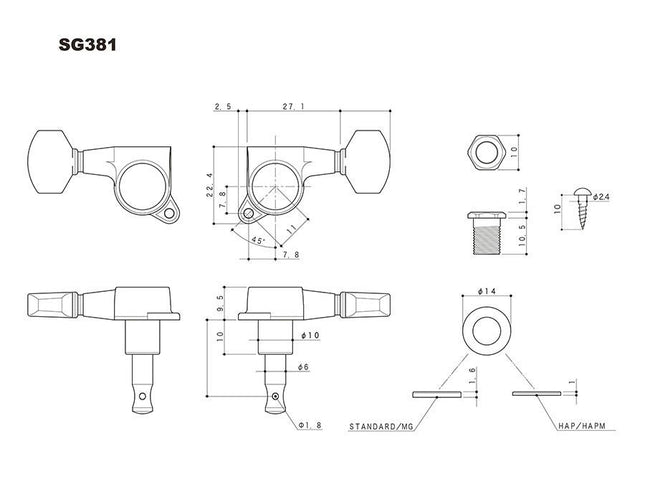 Gotoh SG381 machine heads with HAP and 05 buttons GTH13883