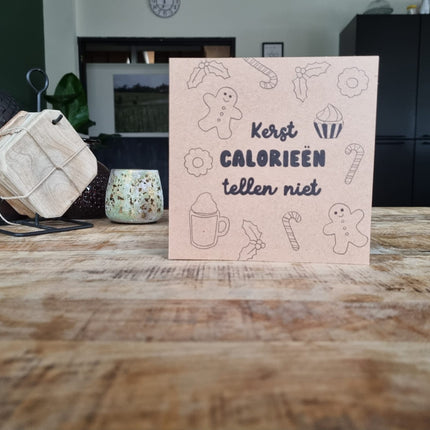 Kerstkaart BySam "Kerst Calorieën tellen niet"