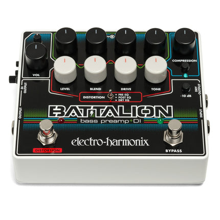 Electro-Harmonix BATTALION Bas Preamp & DI met 4-bands EQ; Mosfet-aandrijving; variabele signaalpaden en Gate