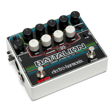 Electro-Harmonix BATTALION Bas Preamp & DI met 4-bands EQ; Mosfet-aandrijving; variabele signaalpaden en Gate