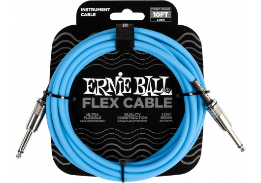 ERNIE BALL - EEB 6412 Jack/Jack 3m Blauw Flex Cable