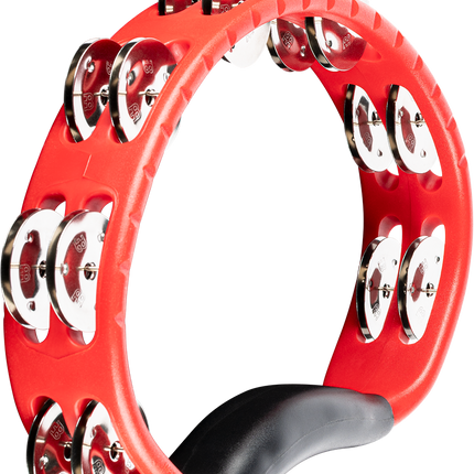 MEINL HEADLINER SERIES MOLDED ABS TAMBOURINE, RED, DUAL ROW, STAINLESS STEEL JINGLES - HTMT1R