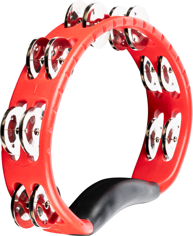 MEINL HEADLINER SERIES MOLDED ABS TAMBOURINE, RED, DUAL ROW, STAINLESS STEEL JINGLES - HTMT1R
