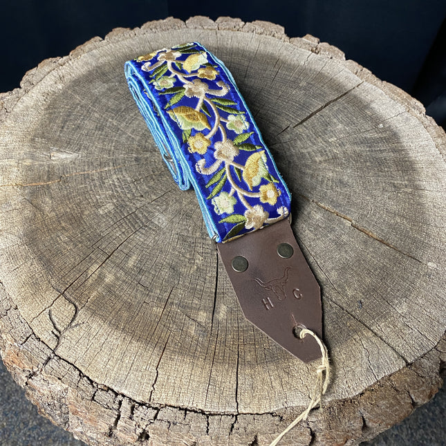 Holy Cow Custom Strap Deep Blue yellow flower