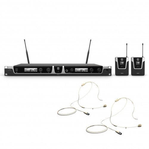 LD Wireless Microphone System with 2 x Bodypack and 2 x Headset beige - U505 BPHH 2