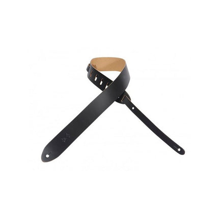 5 cm wide genuine leather guitar strap - Black