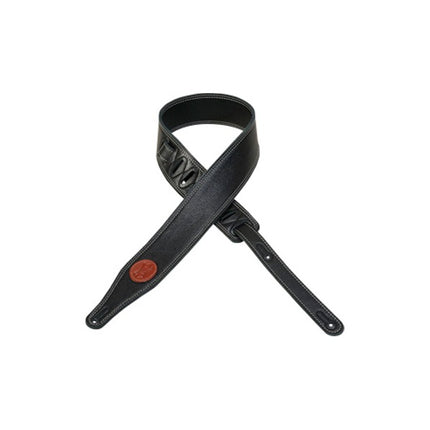 Levys Black Garment Leather Guitar Strap - 6.4 cm Wide (Model M17SS-BLK)