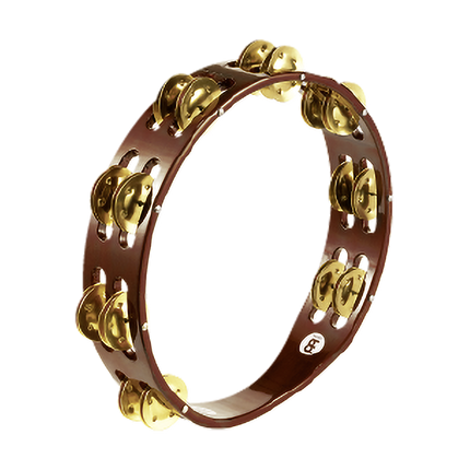 MEINL TRADITIONAL WOOD SERIES 10" WOOD TAMBOURINE, DUAL ROW, BRASS JINGLES - TA2B-AB