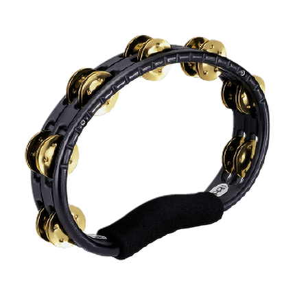 MEINL TRADITIONAL ABS SERIES HAND HELD MOLDED ABS TAMBOURINE, BLACK, SOLID BRASS JINGLES - TMT1B-BK