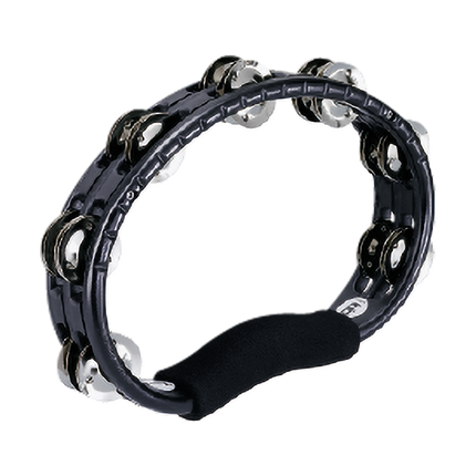 MEINL TRADITIONAL ABS SERIES HAND HELD MOLDED ABS TAMBOURINE, BLACK, NICKEL PLATED STEEL JINGLES - TMT1BK