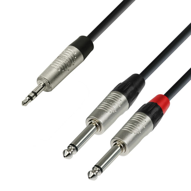 Adam Hall Cables 4 STAR YWPP 0150 Y-Cable | Rean® 2 Jack TS x Minijack TRS | 1.5 m