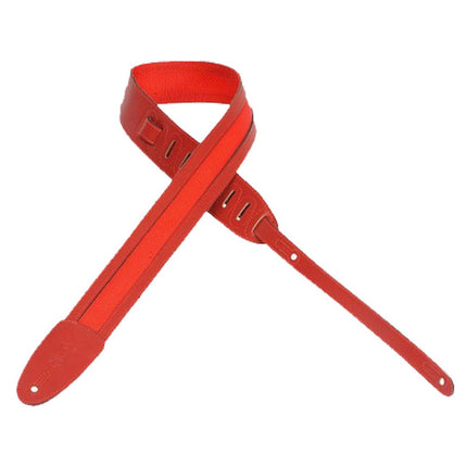 Levy's Rouge Leather and Polyester Guitar Strap - 5 cm Wide (Model M12LP-RED)