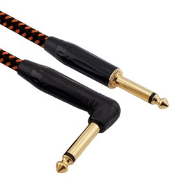 RED'S CABLE GCF1230BO FOP BRAIDED BLACK/ORANGE 3 METER JACK/JACK ANGLED