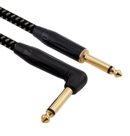 RED'S CABLE GCF1250BG FOP BRAIDED BLACK/GREY 5 METER JACK/JACK ANGLED
