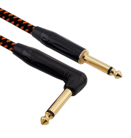 RED'S CABLE GCF1250BO FOP BRAIDED BLACK/ORANGE 5 METER JACK/JACK ANGLED