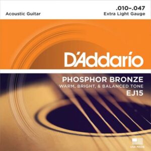"Image of D'Addario EJ15 Acoustic Guitar Strings - Heldere klank en soepele speelbaarheid voor een versterkte akoestische gitaarervaring."