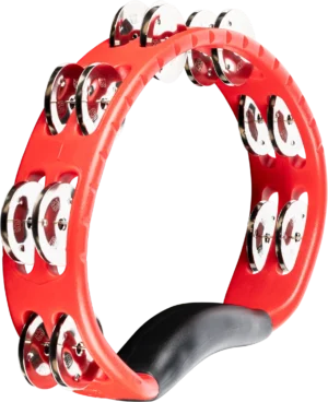 MEINL HEADLINER SERIES MOLDED ABS TAMBOURINE, RED, DUAL ROW, STAINLESS STEEL JINGLES - HTMT1R