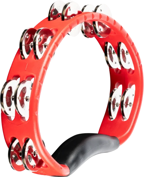 MEINL HEADLINER SERIES MOLDED ABS TAMBOURINE, RED, DUAL ROW, STAINLESS STEEL JINGLES - HTMT1R