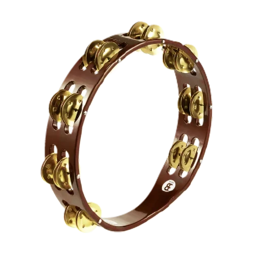 MEINL TRADITIONAL WOOD SERIES 10" WOOD TAMBOURINE, DUAL ROW, BRASS JINGLES - TA2B-AB