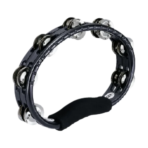 MEINL TRADITIONAL ABS SERIES HAND HELD MOLDED ABS TAMBOURINE, BLACK, NICKEL PLATED STEEL JINGLES - TMT1BK