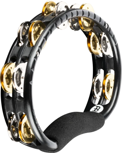 MEINL TRADITIONAL ABS SERIES HAND HELD MOLDED ABS TAMBOURINE, BLACK, MIXED JINGLES - TMT1M-BK