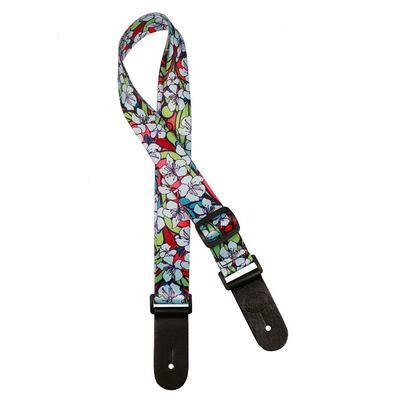 Gaucho Standard Series ukulele strap with blue flowers